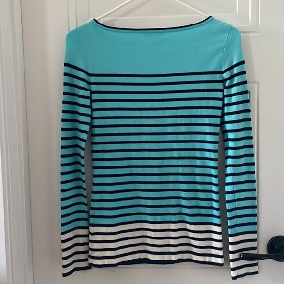 Lilly Pulitzer Aqua Striped Long Sleeve Top - Picture 4 of 5